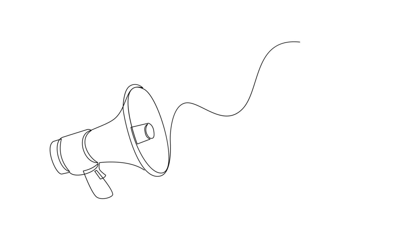 contínuo solteiro 1 linha arte desenhando do megafone alto falante para notícia e promoção vetor ilustração