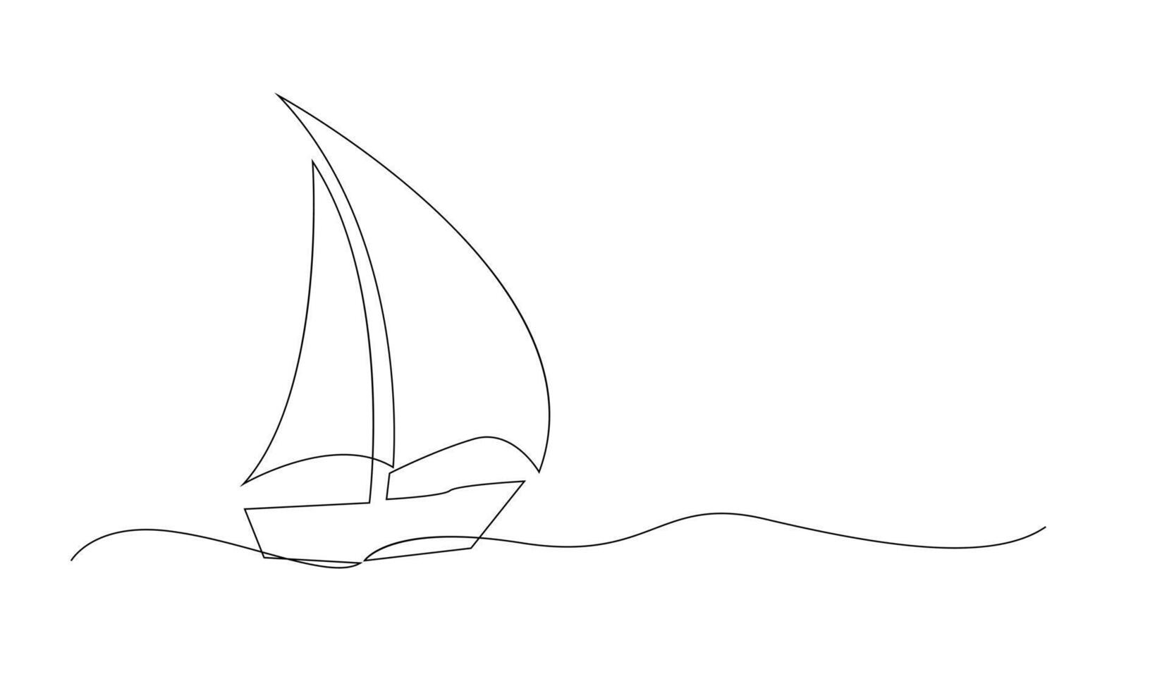solteiro contínuo linha arte mar barco ícone. iate viagem turismo conceito silhueta símbolo Projeto. 1 esboço esboço desenhando vetor ilustração
