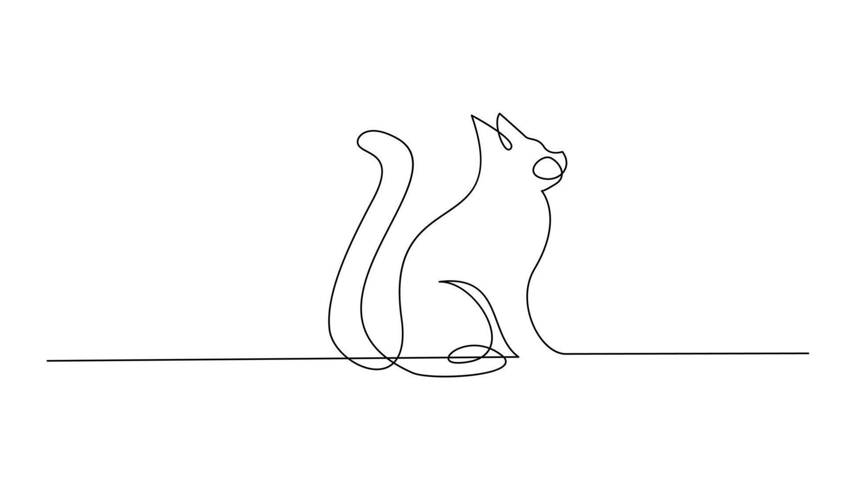 contínuo linha desenhando do gato em branco fundo. vetor