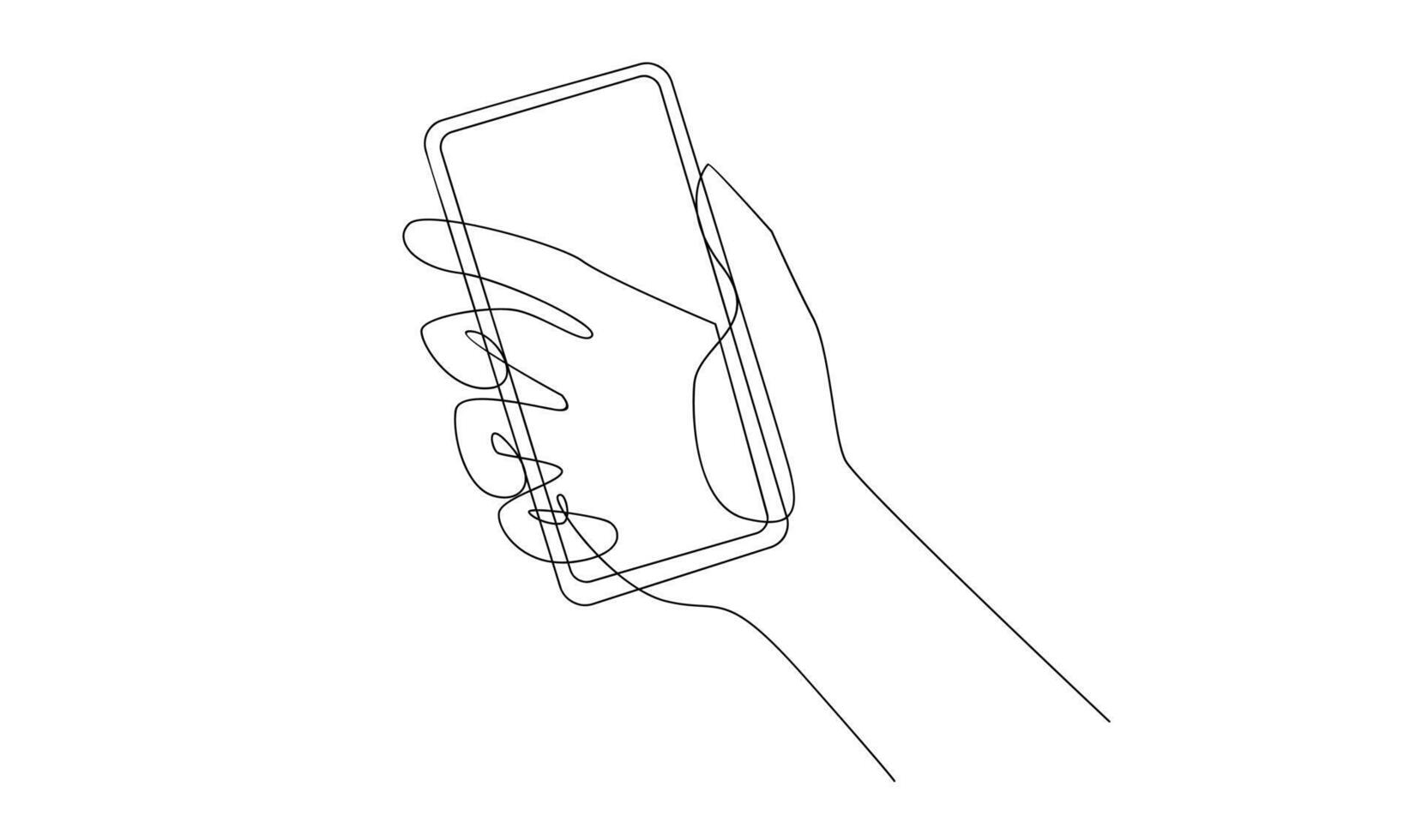 mão segurando telefone continuou ilustração Projeto vetor