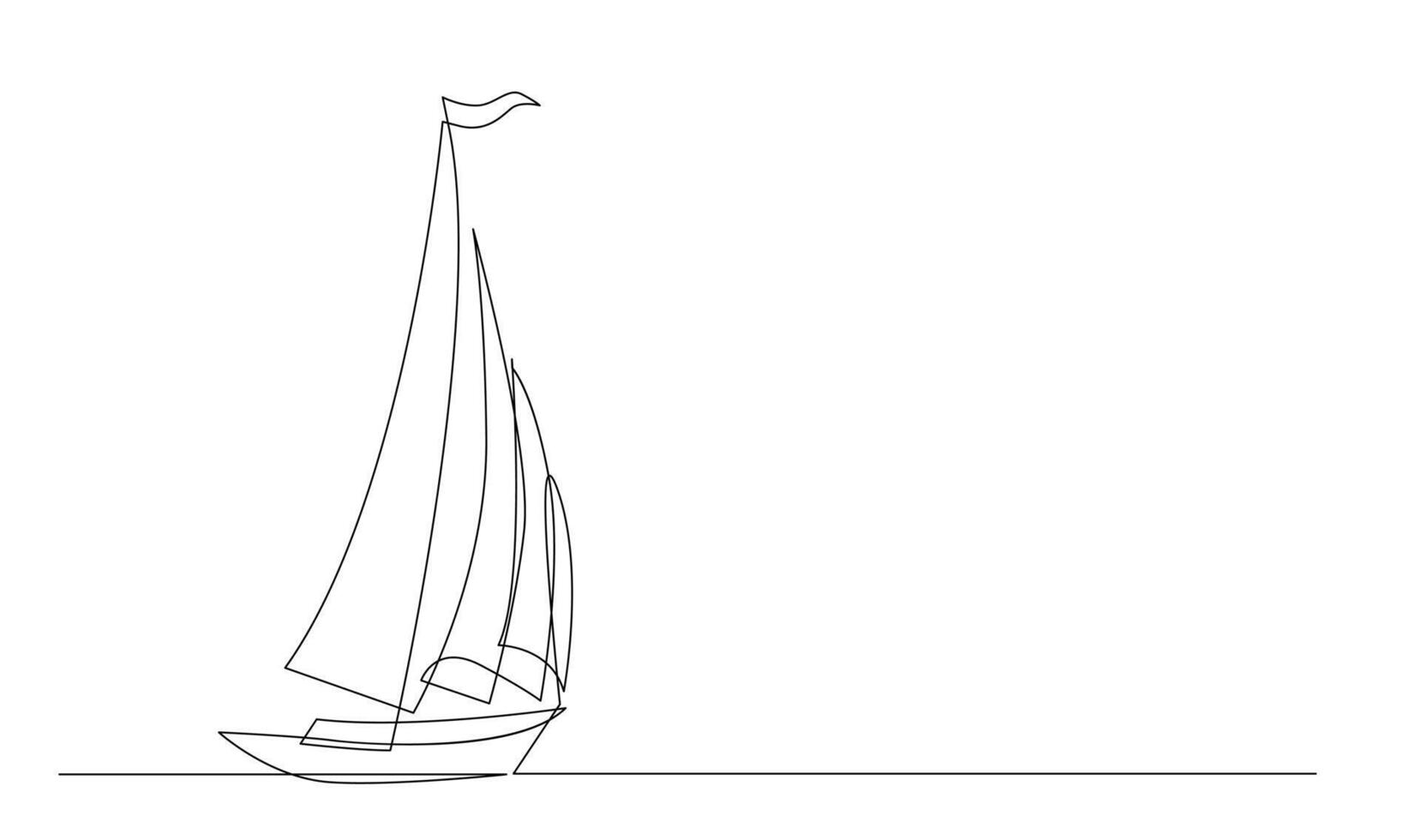 solteiro contínuo linha arte mar barco ícone. iate viagem turismo conceito silhueta símbolo Projeto. 1 esboço esboço desenhando vetor ilustração