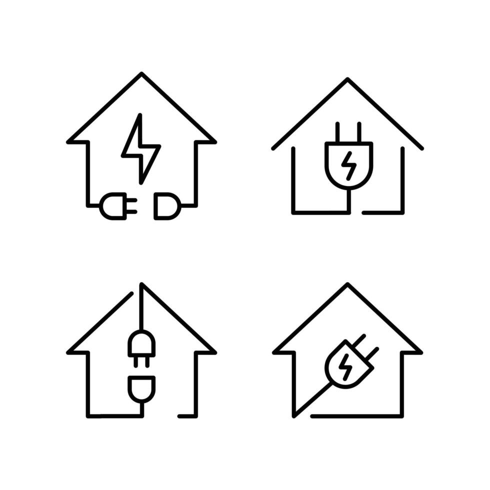casa elétrico casa ícone conjunto logotipo linha Projeto vetor