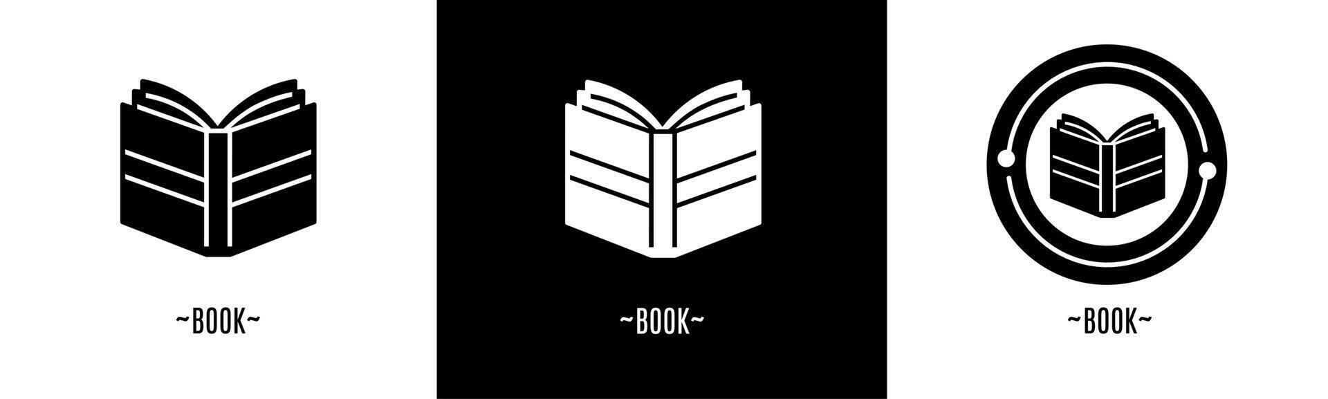 livro logotipo definir. coleção do Preto e branco logotipos. estoque vetor. vetor