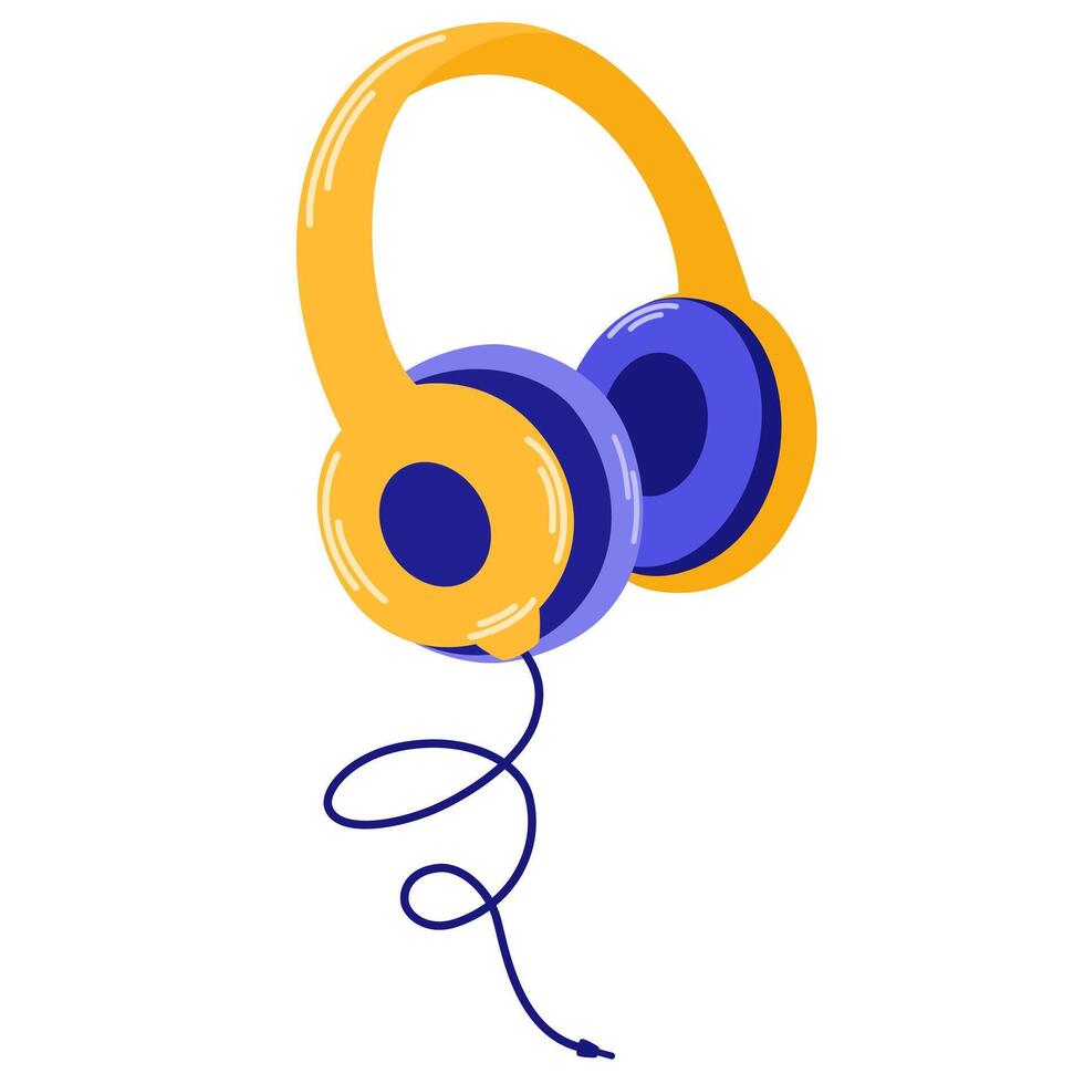 fones de ouvido. moderno fone de ouvido para ouvindo para música. podcast gravação e audição, transmissão, conectados rádio, audio transmissão serviço conceito. mão desenhado vetor isolado ilustrações