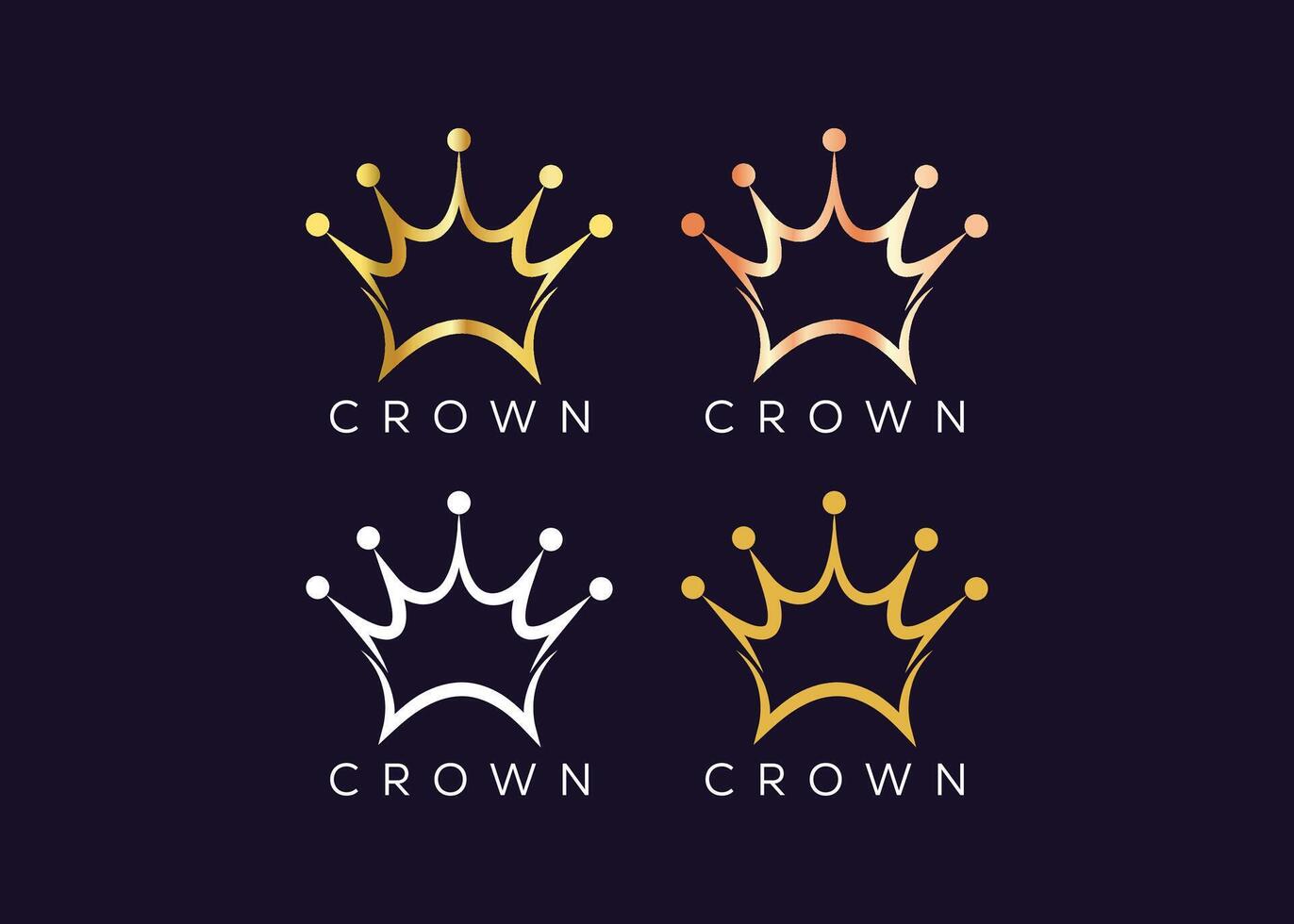minimalista ouro coroa logotipo Projeto vetor modelo. luxo reis coroa logotipo Projeto