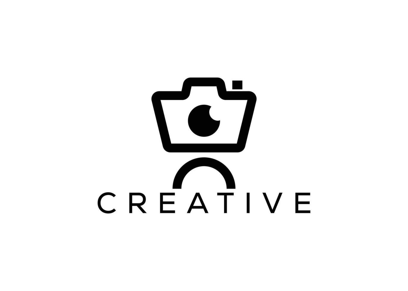 minimalista Câmera e homem logotipo Projeto vetor modelo. criativo moderno sessão de fotos logotipo