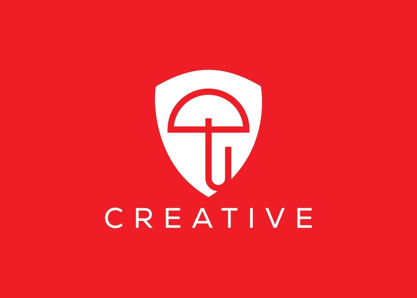 minimalista escudo guarda-chuva marca logotipo Projeto vetor modelo. guarda guarda-chuva marca vetor