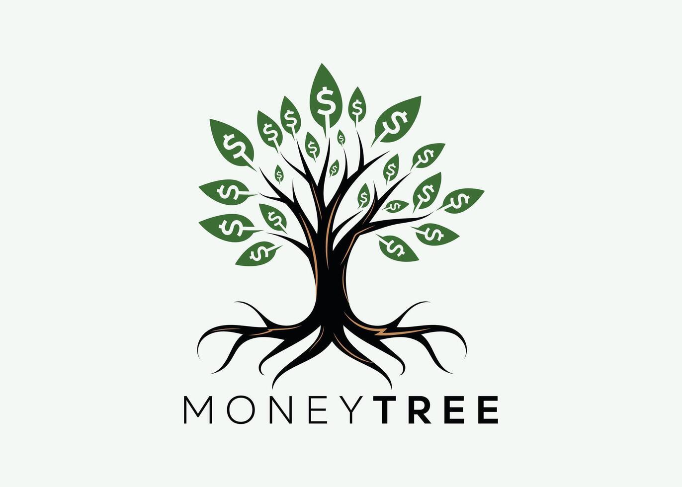 minimalista dinheiro árvore logotipo Projeto vetor modelo. dinheiro crescer investimento para o negócio finança logotipo. dinheiro investimento logotipo