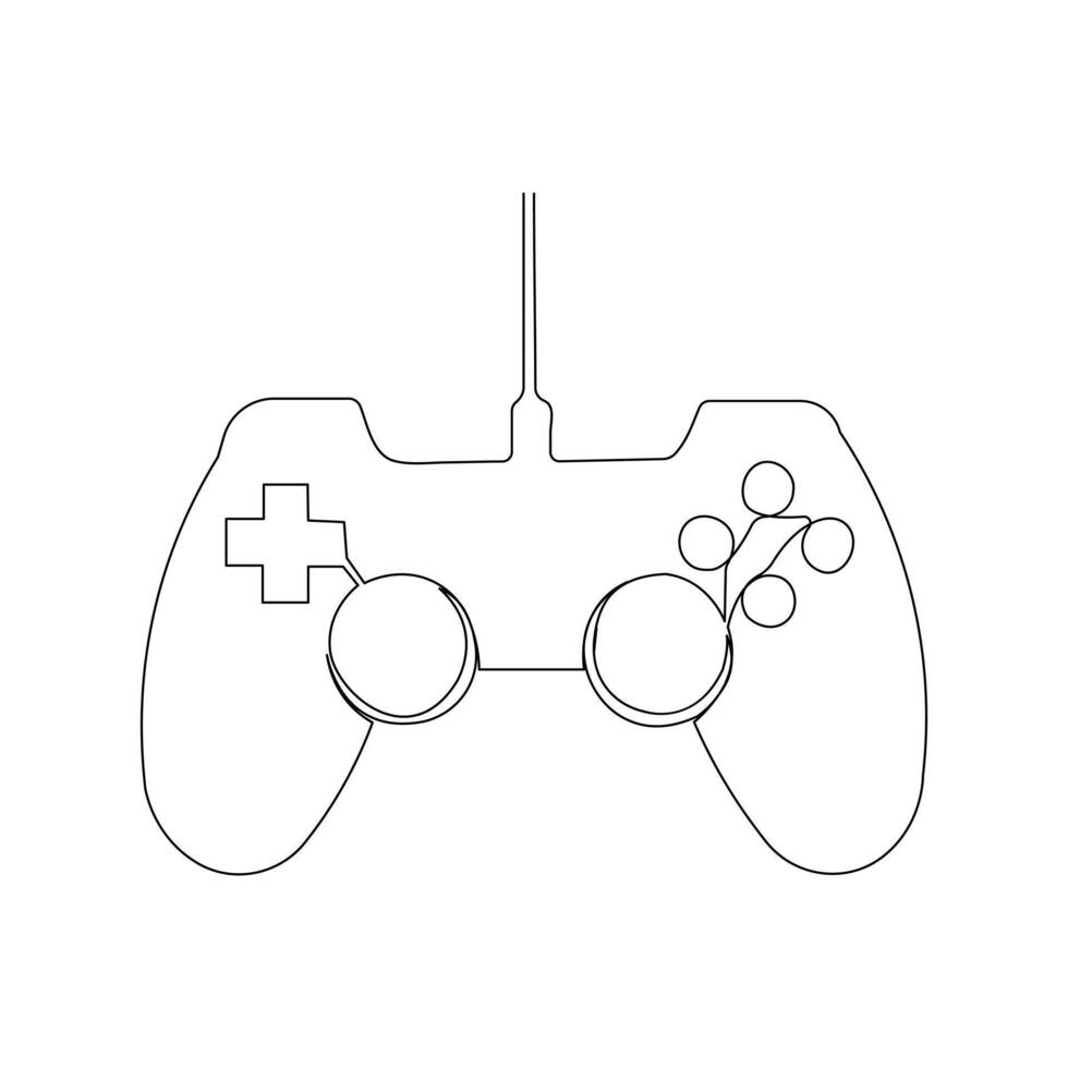 contínuo solteiro linha desenhando do jogos controlador joysticks ou controles de jogo vetor arte ilustração