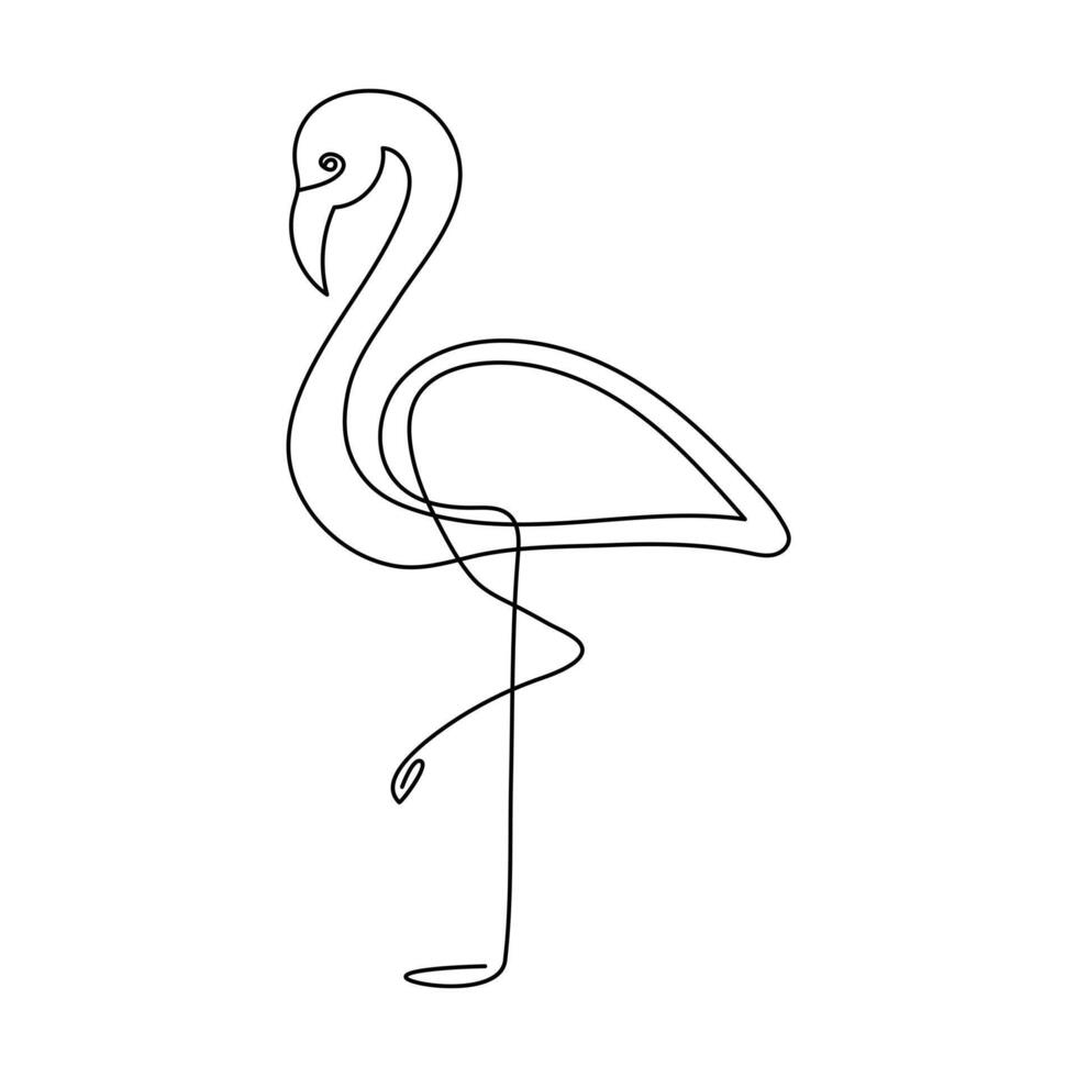 contínuo 1 linha desenhando do flamingo.outline vetor ilustração Projeto.