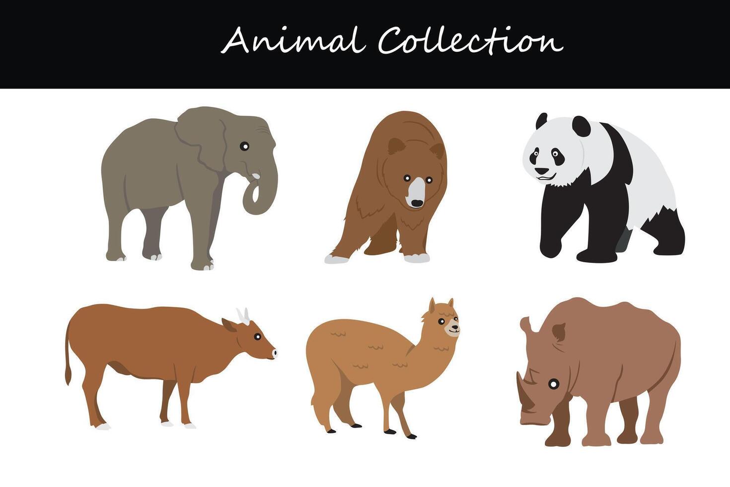 animal coleção. desenho animado estilo. vetor ilustração isolado em branco fundo.