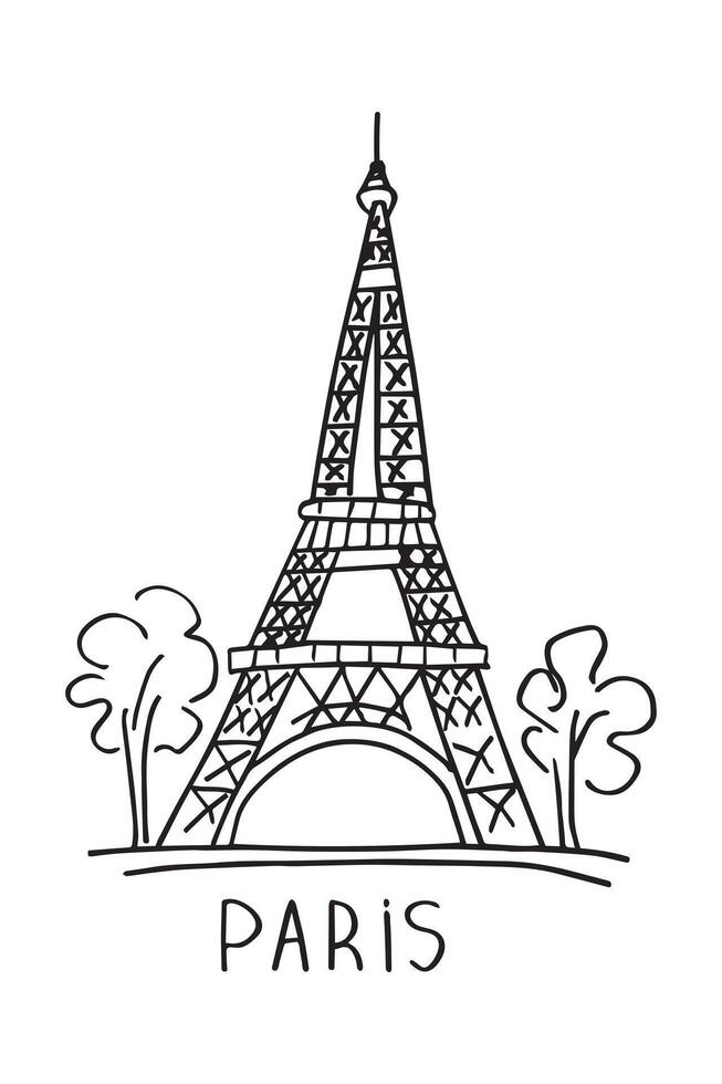 mão desenhado eiffel torre. rabisco ilustração do Paris. vetor