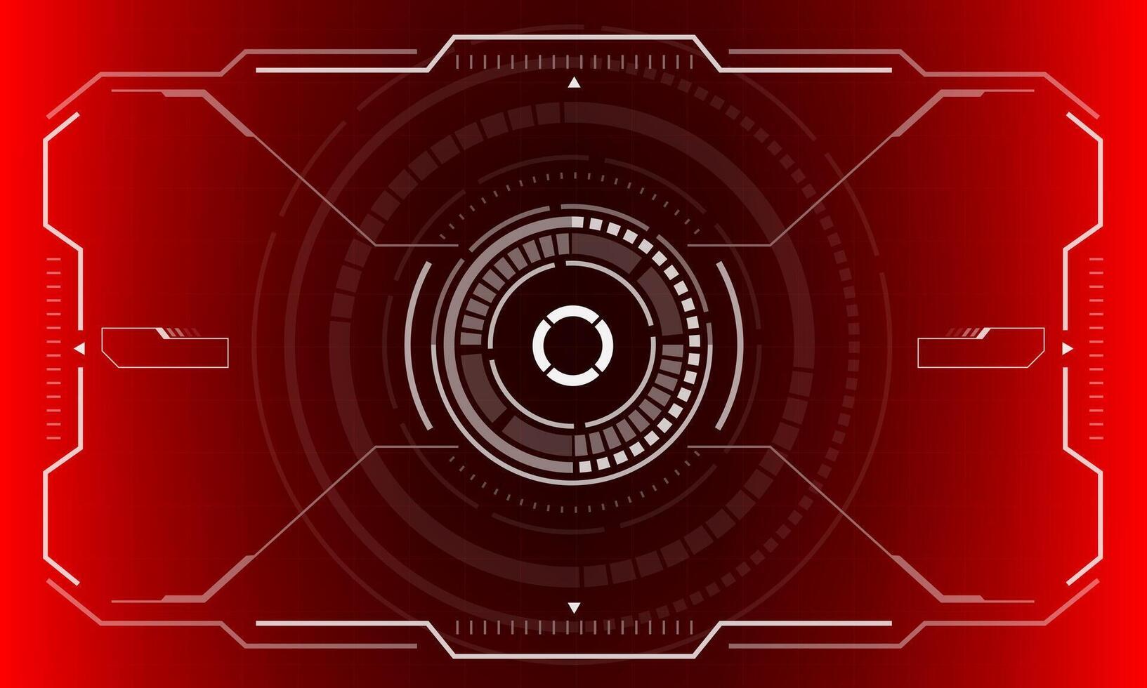 hud ficção científica interface tela Visão branco circular geométrico Projeto virtual realidade futurista tecnologia criativo exibição em vermelho vetor