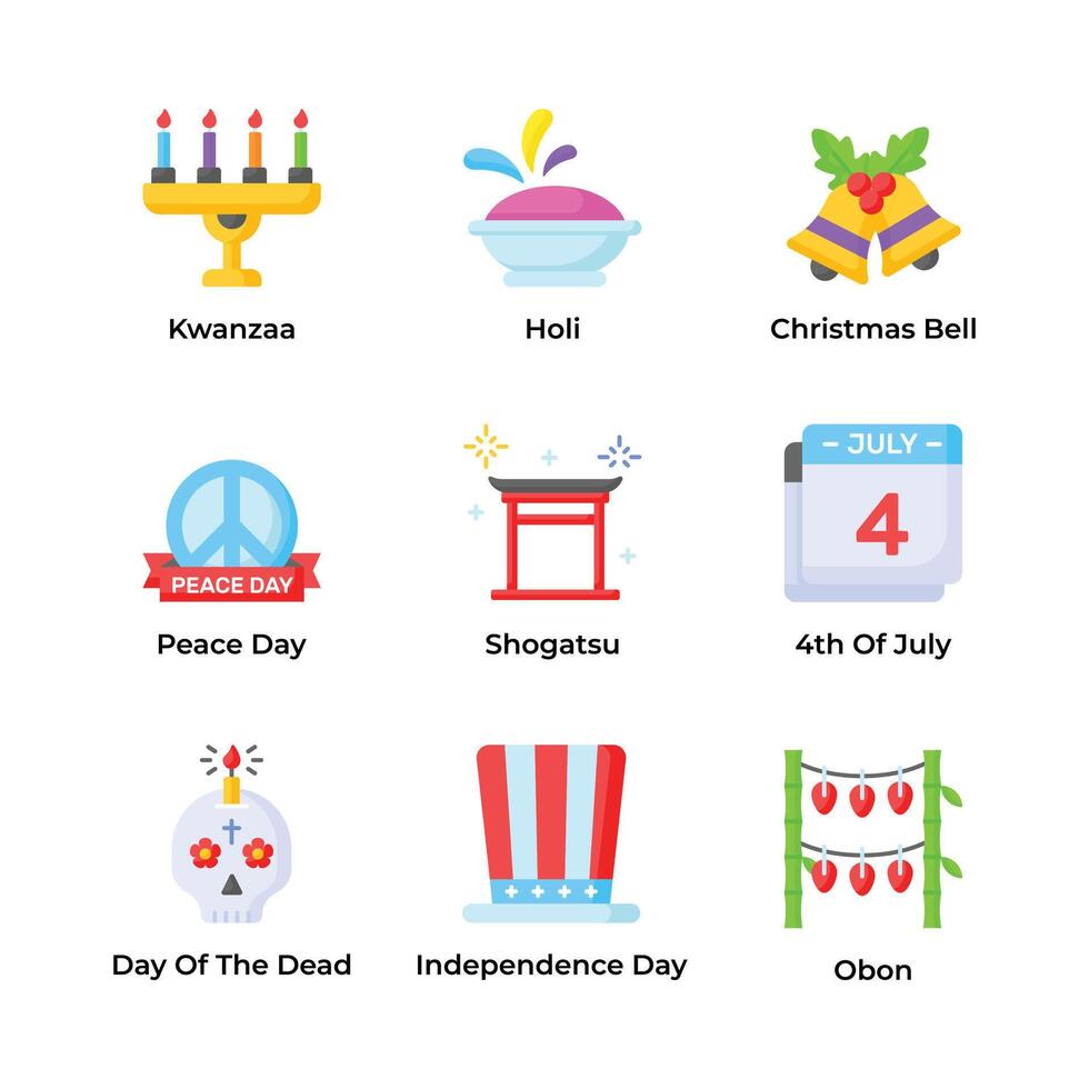 conjunto do feriado ícone dentro moderno Projeto estilo, pronto para usar dentro seu sites e Móvel apps vetor