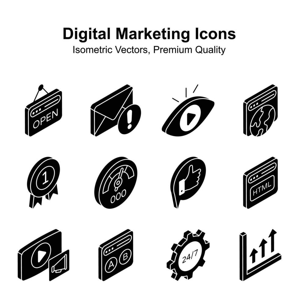 levar uma Veja às isto lindo e surpreendente digital marketing isométrico ícones, editável vetores