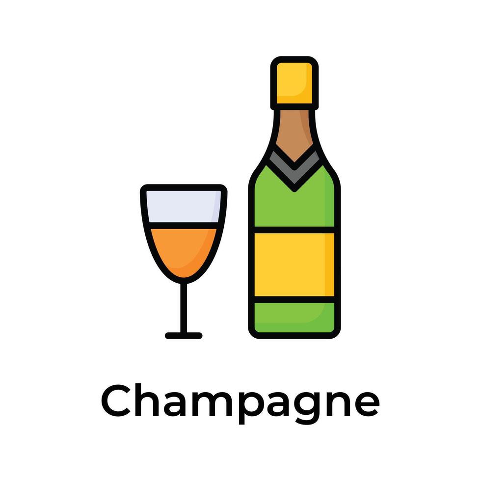 uma garrafa do champanhe com vidro, festa celebração vetor Projeto