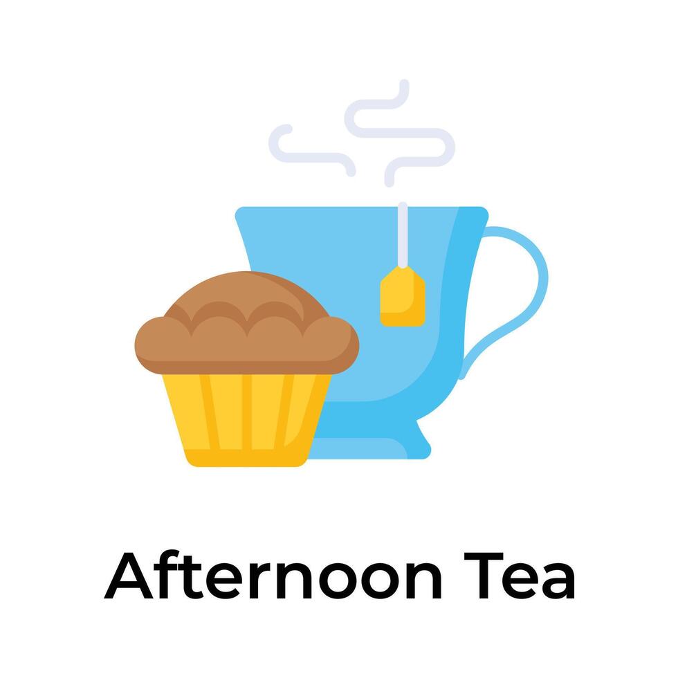 xícara de chá com Bolinho mostrando conceito ícone do tarde chá vetor