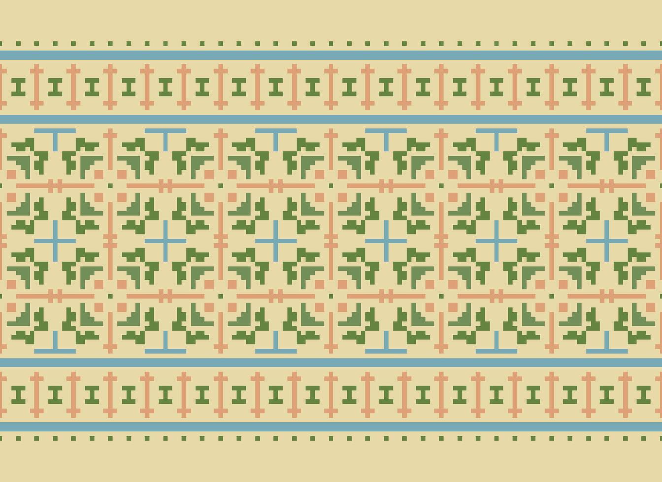 Cruz ponto fronteira. bordado Cruz ponto. étnico padrões. geométrico étnico indiano padronizar. nativo étnico padrão.textura têxtil tecido roupas malhas imprimir. pixel horizontal desatado vetor. vetor