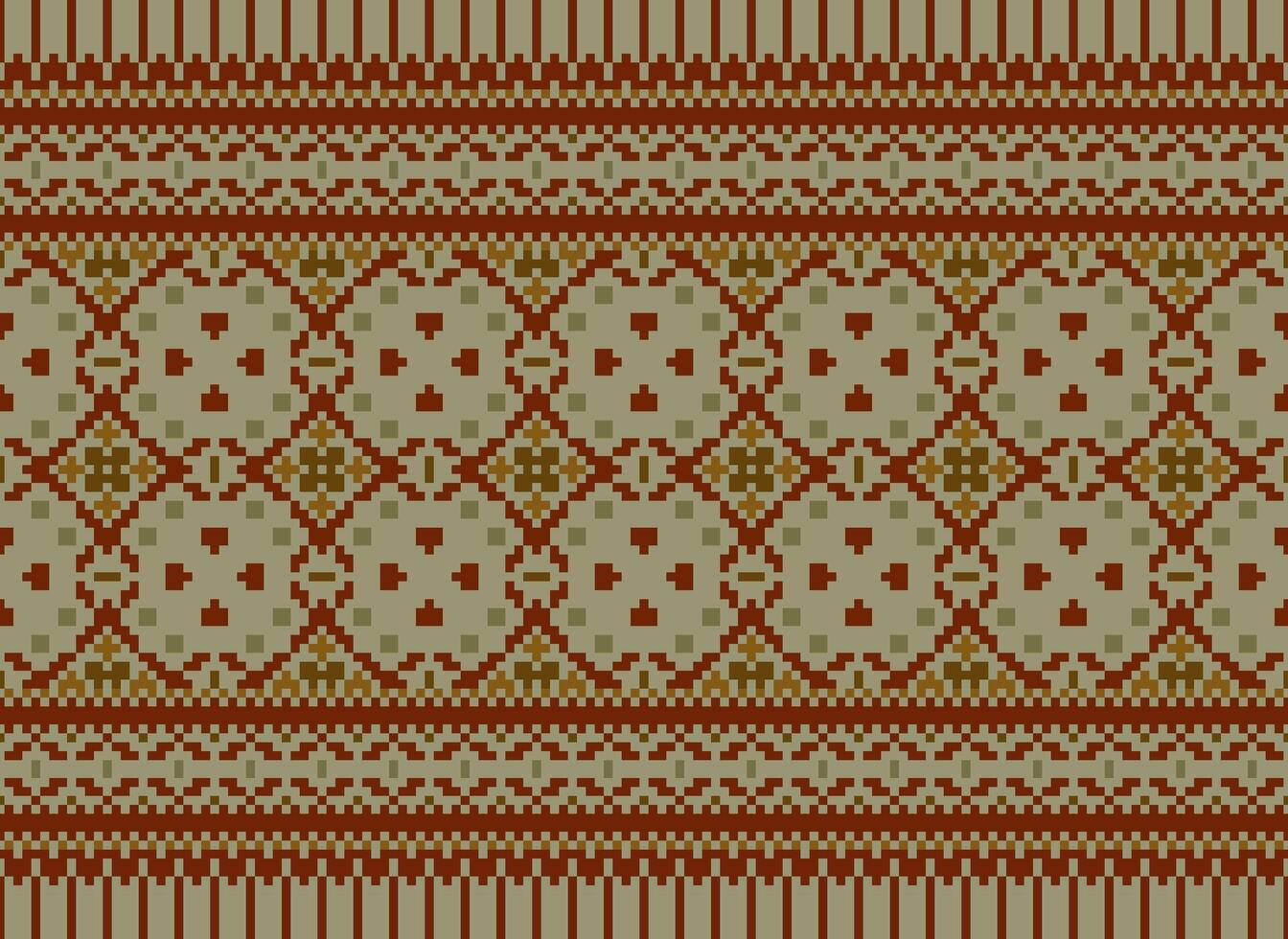 Cruz ponto bordado. étnico padrões. nativo estilo. tradicional Projeto para textura, têxtil, tecido, roupas, malhas, imprimir. geométrico pixel horizontal desatado vetor. vetor