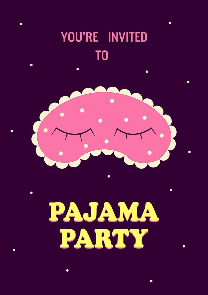 pijama festa poster convite. fofa de olhos vendados. temático solteira festa, pernoitar Festa. vetor ilustração