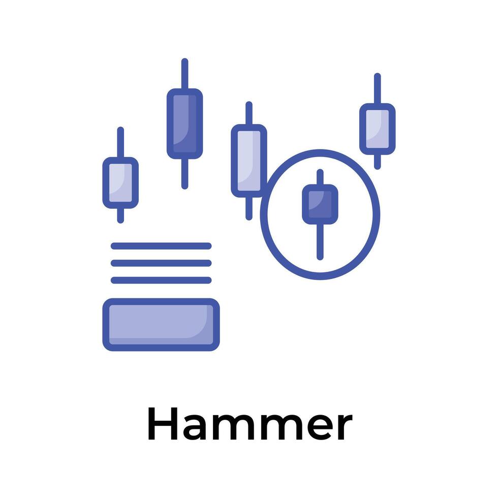 bem projetado negociação e estoque mercado relacionado ícone, martelo vetor Projeto