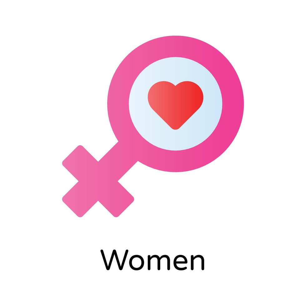 mulheres gênero símbolo com coração mostrando adorável mulheres vetor, mães dia ícone vetor