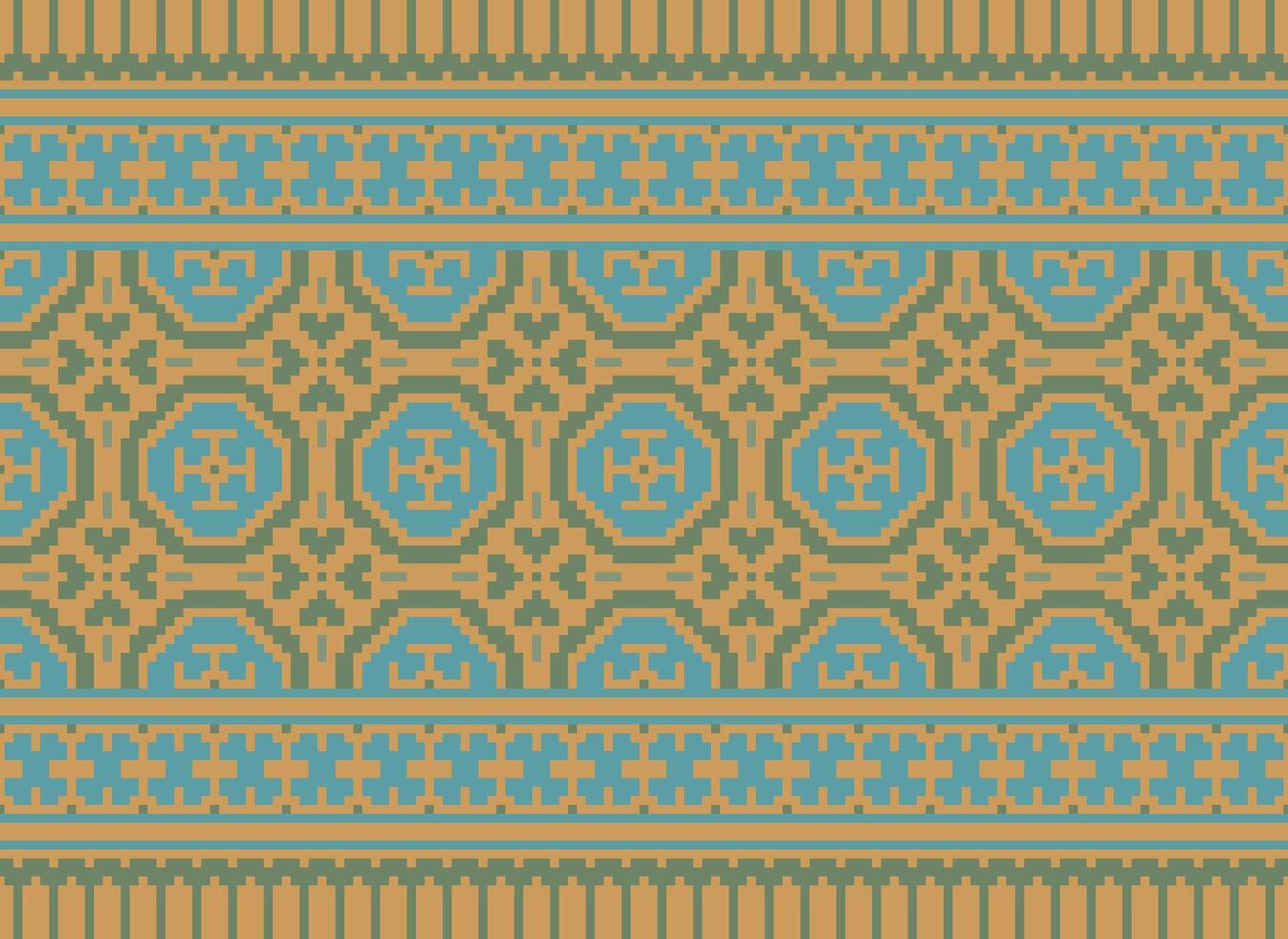 étnico geométrico desatado tecido padronizar Cruz ponto. ikat bordado oriental pixel padronizar creme fundo. resumo,vetor,ilustração. textura, cruz ponto, lenço, decoração, motivos, papel de parede. vetor