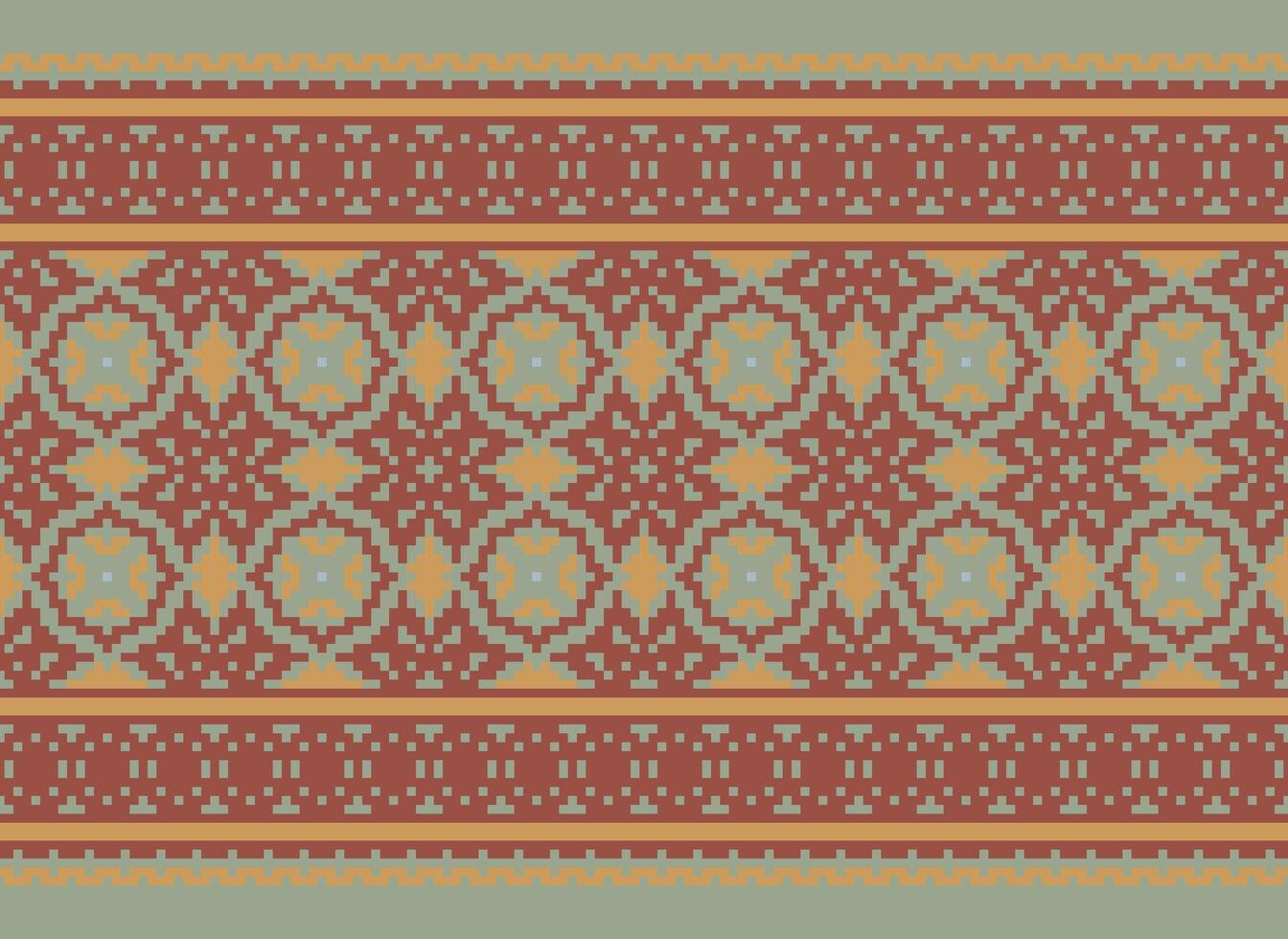 étnico geométrico desatado tecido padronizar Cruz ponto. ikat bordado oriental pixel padronizar creme fundo. resumo,vetor,ilustração. textura, cruz ponto, lenço, decoração, motivos, papel de parede. vetor