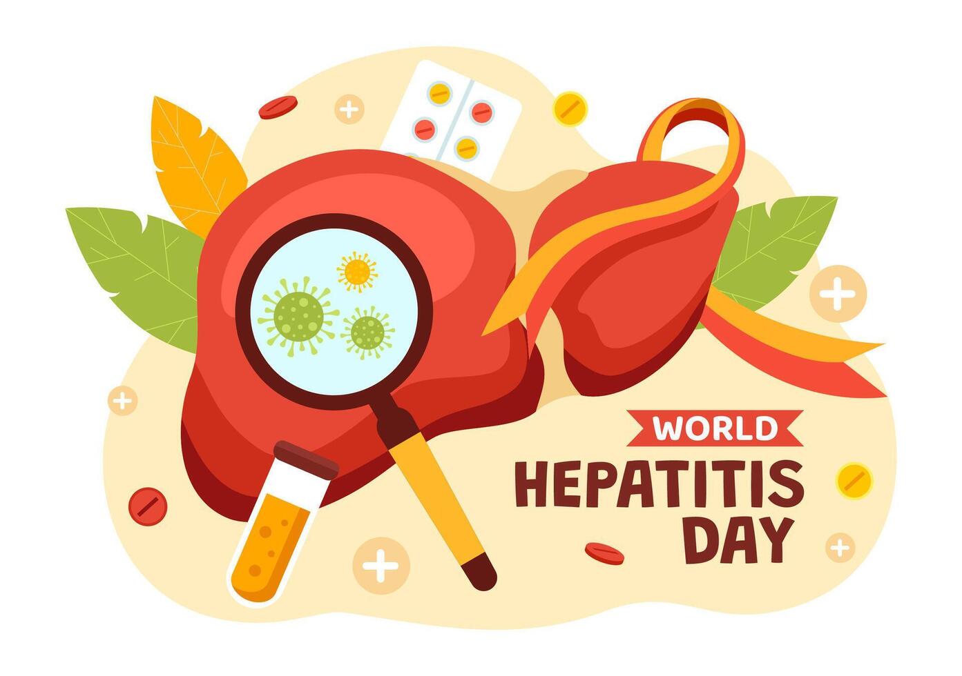 mundo hepatite dia vetor ilustração em 28 Julho do paciente doente fígado, Câncer e cirrose dentro cuidados de saúde plano desenho animado fundo Projeto