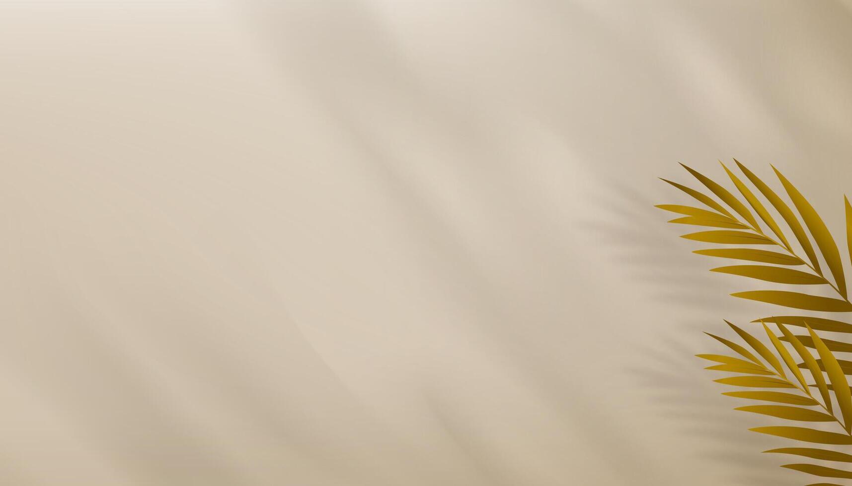 fundo bege estúdio com sombra coco Palma folhas em cimento parede, pano de fundo fundo exibição quarto conceito para Cosmético produtos apresentação, venda, online comprar, outono-verão bandeira vetor