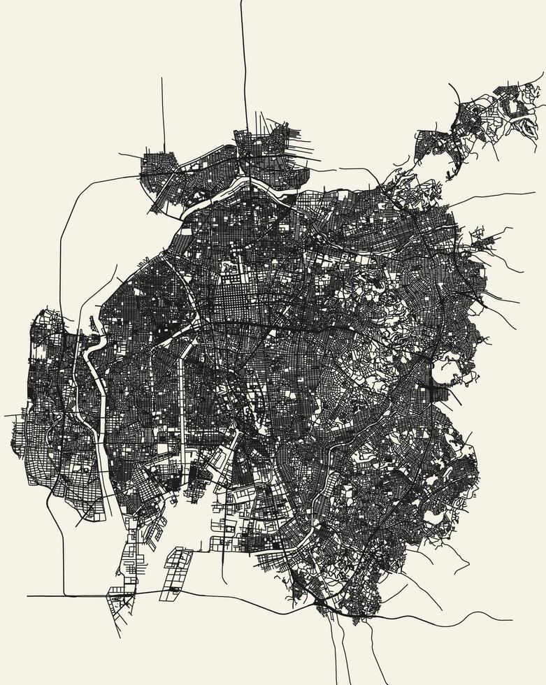 vetor cidade estrada mapa do nagoia, aichi, Japão