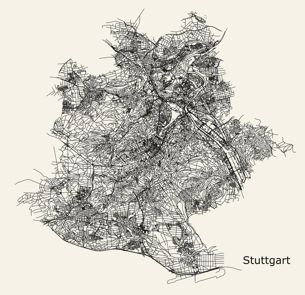 vetor cidade estrada mapa do Estugarda, Alemanha