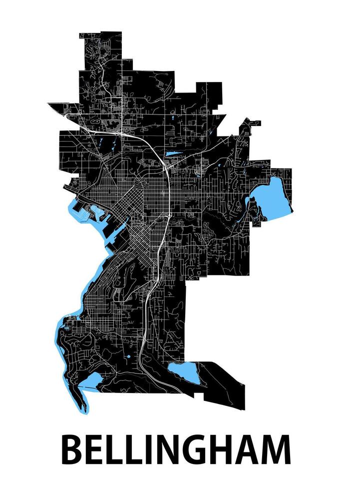 cidade mapa do Bellingham, Washington, EUA vetor