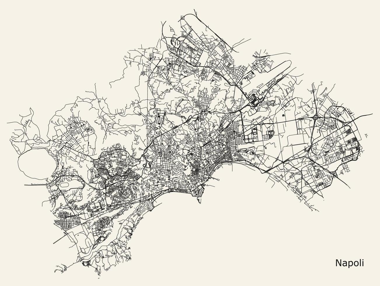 cidade estrada mapa do Nápoles, Itália vetor