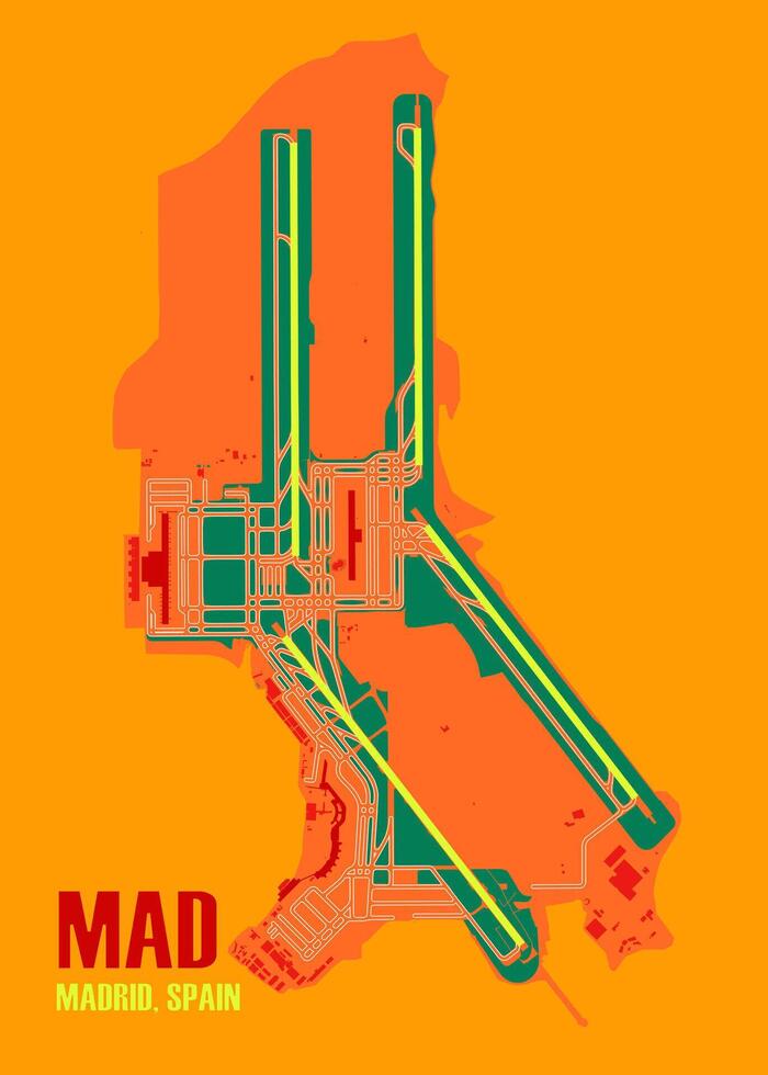 Adolfo Suarez madrid-barajas aeroporto mapa poster arte vetor