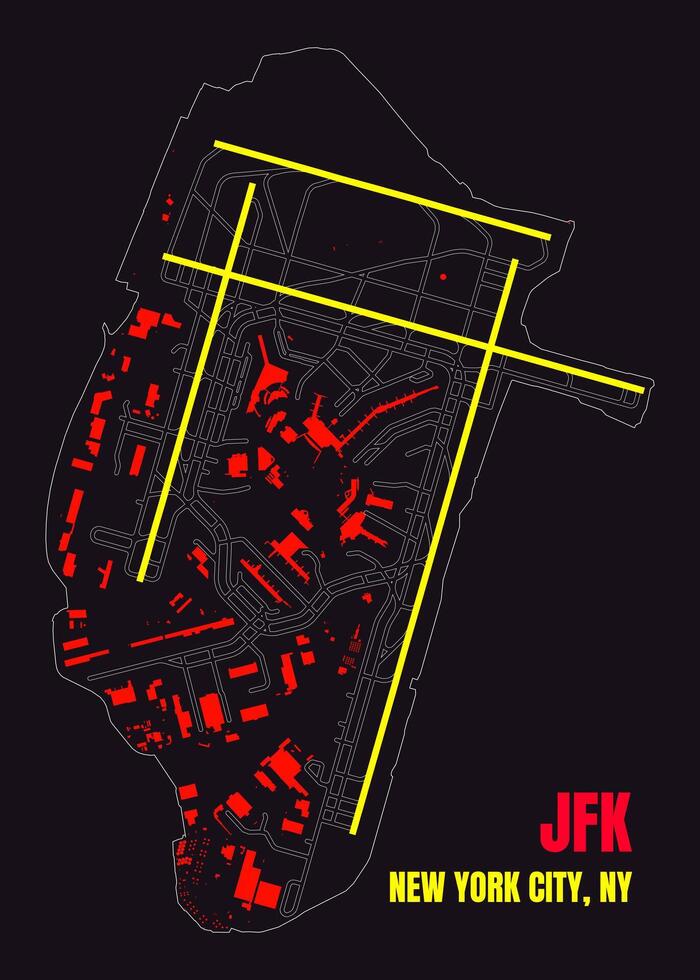 jfk Novo Iorque cidade aeroporto mapa poster arte vetor