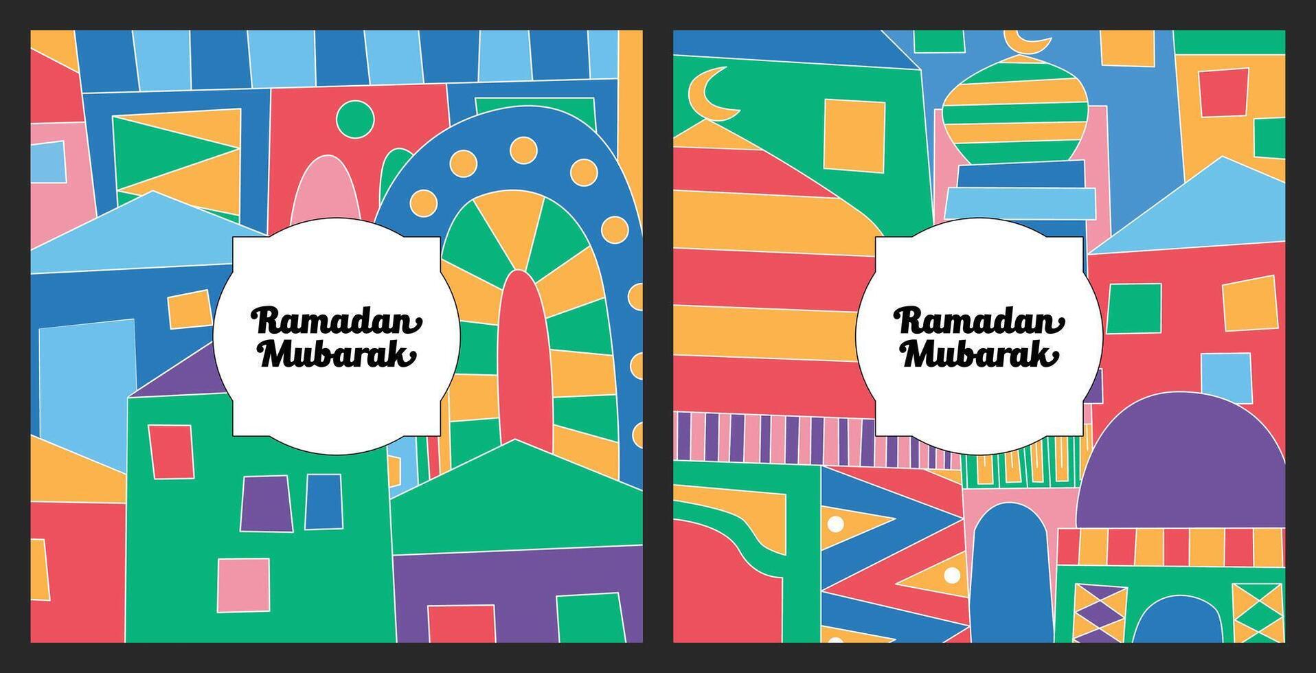colorida Ramadã Mubarak mão desenhar rabisco arte vetor