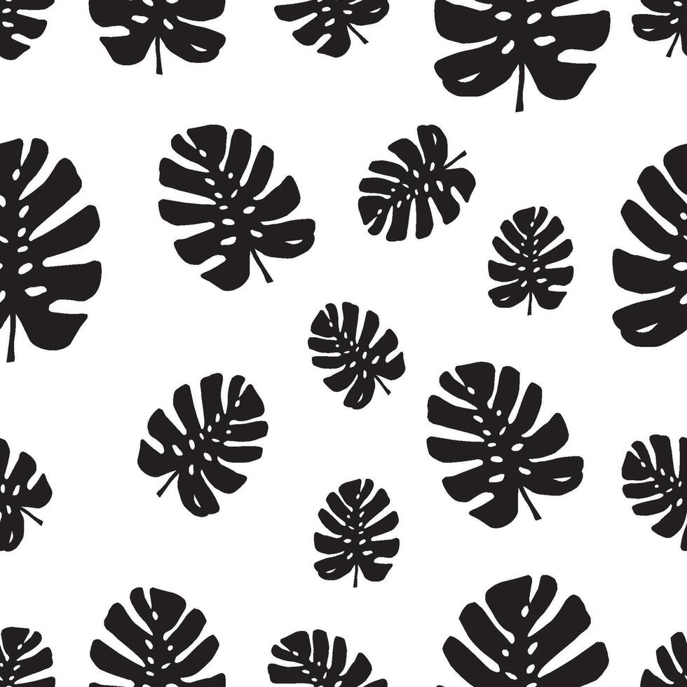 na moda padronizar com tropical folhas, monstera silhuetas. vetor botânico ilustrações, floral elementos. mão desenhado plantar para decoração.