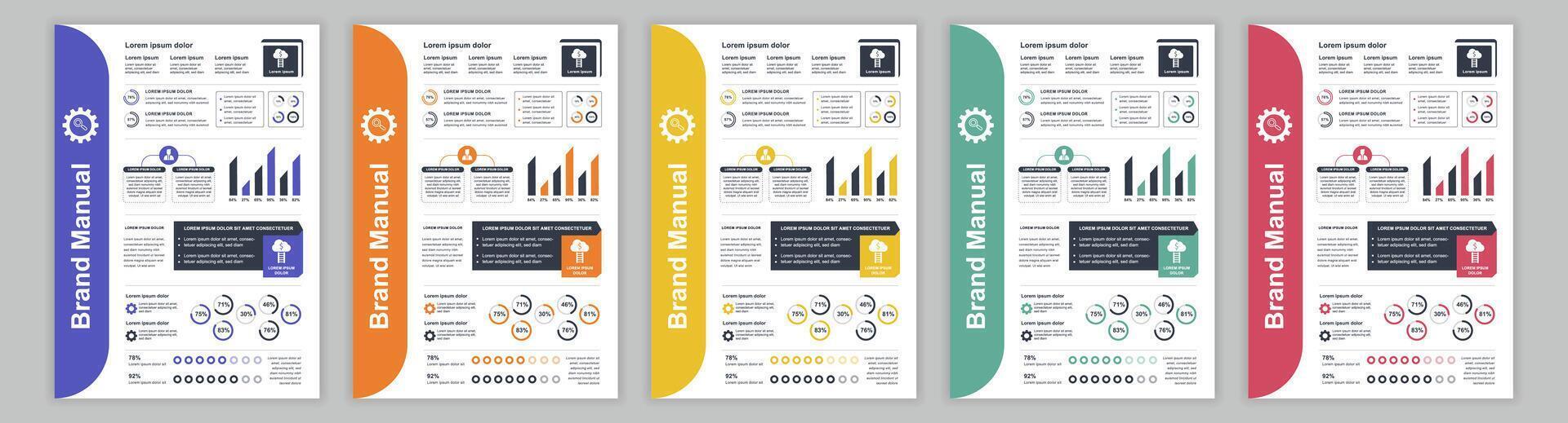 estrondo a3 o negócio marca manual modelos definir. companhia identidade folheto página com infográfico financeiro dados. marketing pesquisar, e comercial oferecer. vetor disposição Projeto para poster, cobrir, folheto