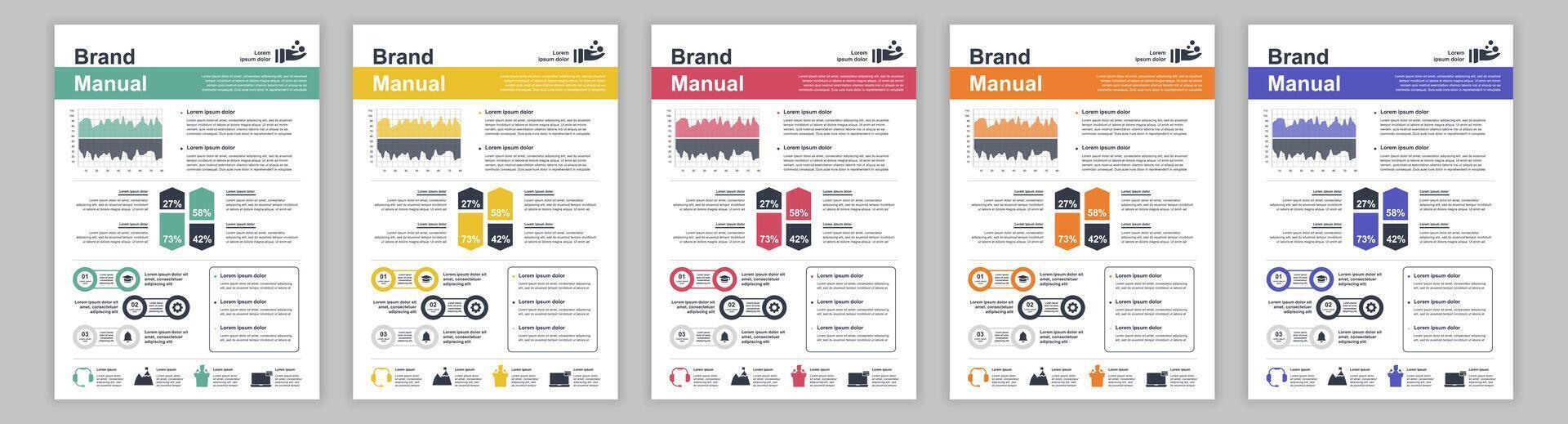 estrondo a3 o negócio marca manual modelos definir. companhia identidade folheto página com infográfico financeiro dados. marketing pesquisar, e comercial oferecer. vetor disposição Projeto para poster, cobrir, folheto