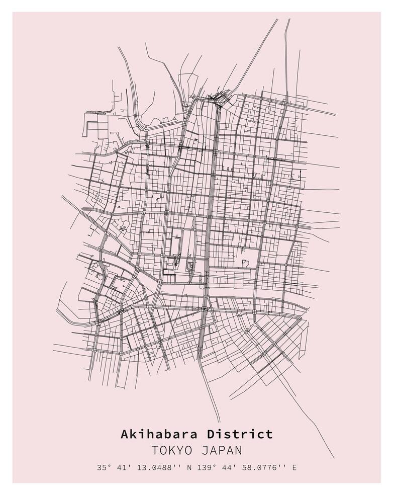 akihabara distrito Tóquio ,Japão rua mapa vetor