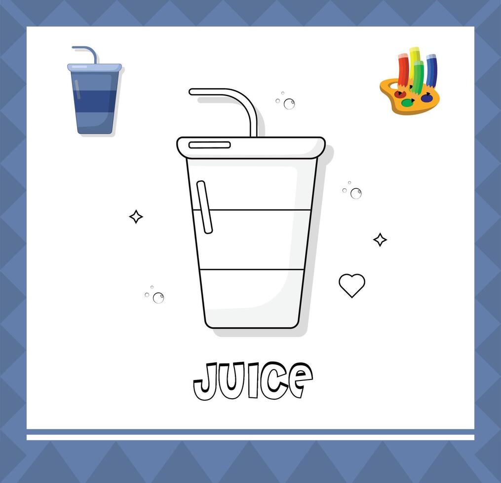 suco vidro esboço, coloração página ilustração para crianças vetor