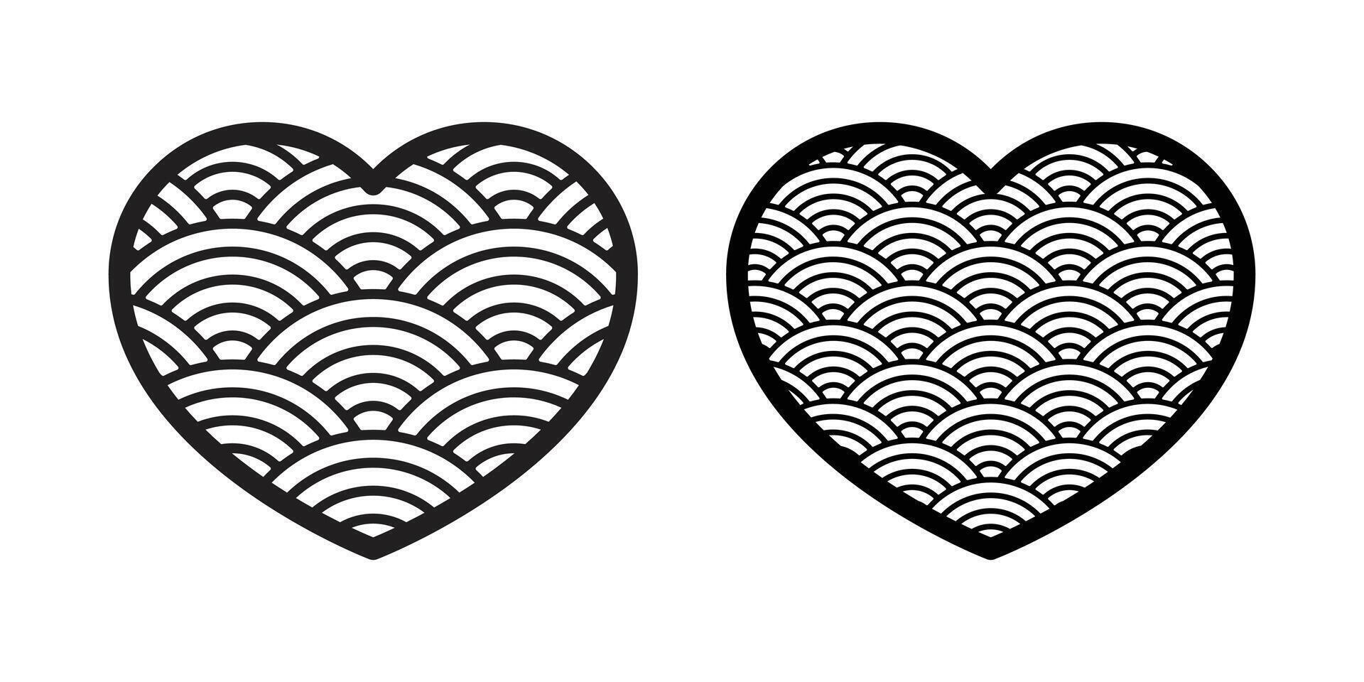 coração vetor namorados ícone japonês onda logotipo símbolo placa desenho animado personagem rabisco ilustração rabisco Projeto