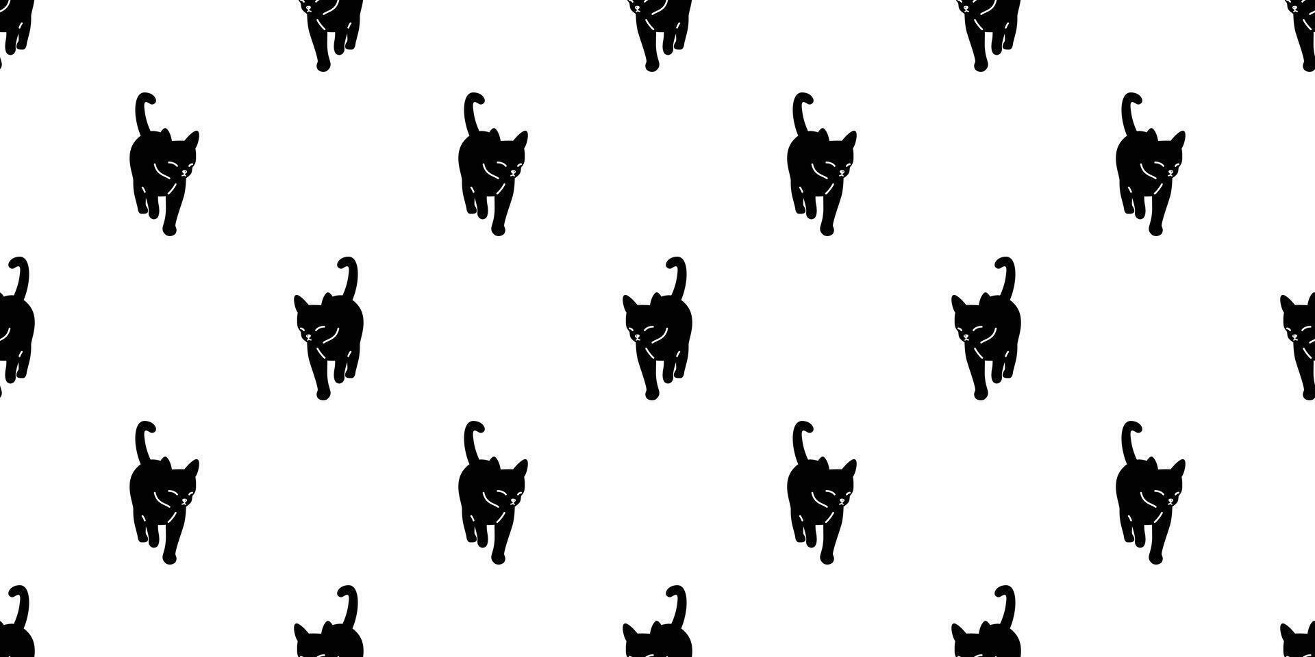 gato desatado padronizar gatinho caminhando vetor chita animal animal cachecol isolado repetir fundo desenho animado telha papel de parede rabisco ilustração Preto Projeto