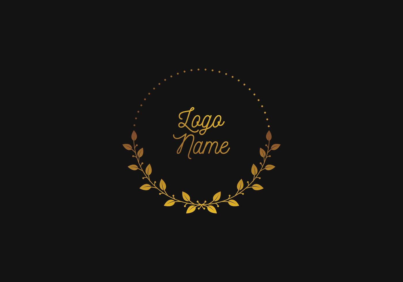 logotipo círculo quadro, Armação natureza ou folha ouro, logotipo minimalista moderno e luxo ouro. editável cor vetor