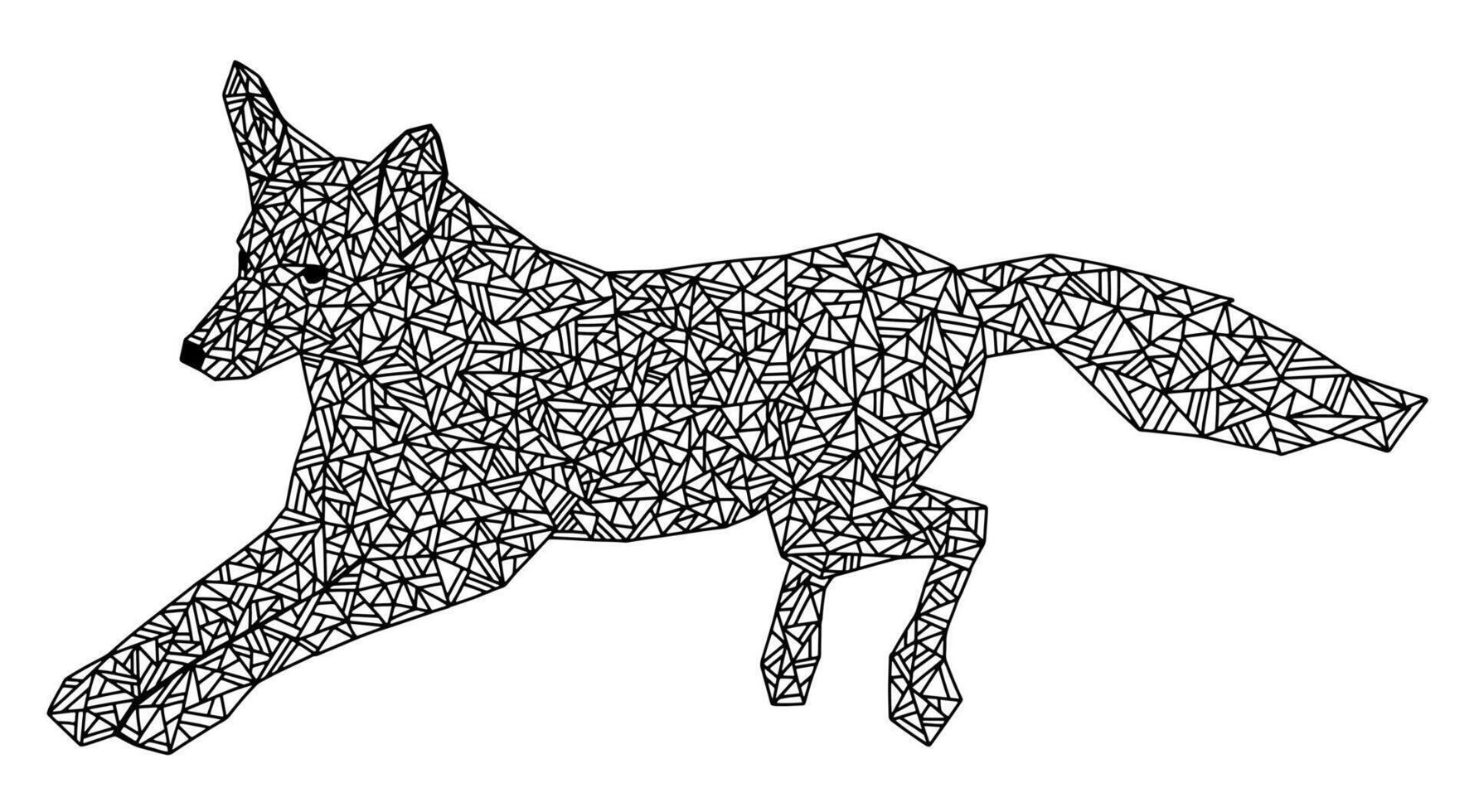 solteiro geométrico animal. selvagem corrida Raposa fez do triângulos e linhas. elemento para coloração antiestresse. mão desenhado abstrato vetor ilustração. Preto contorno cenário isolado em branco para Projeto.