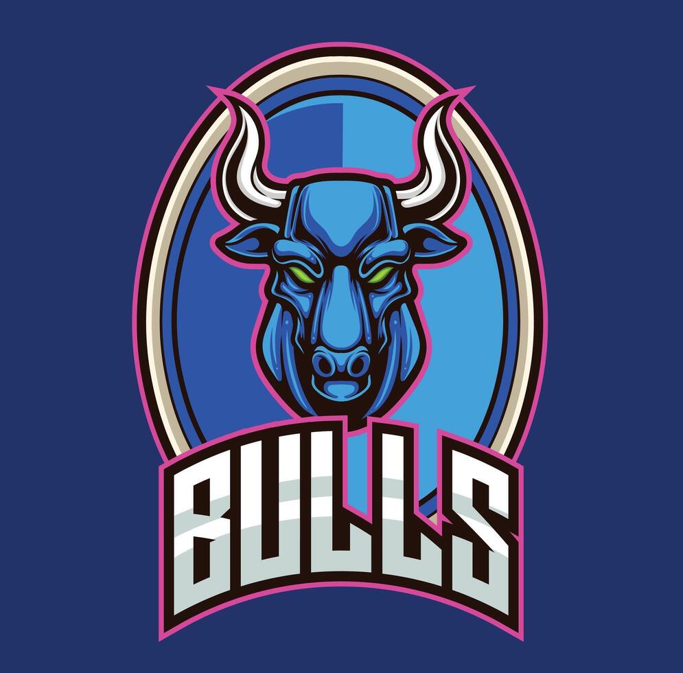 vetor touro cabeça mascote logotipo para esporte e esport isolado