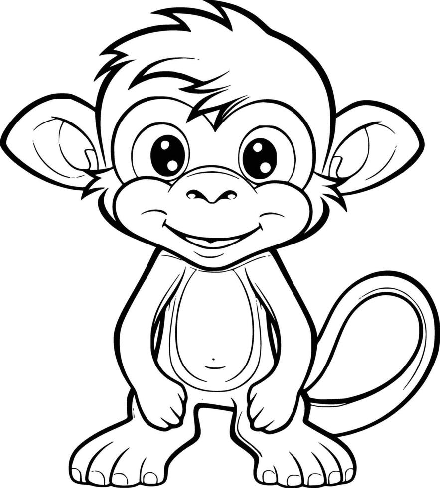 fofa macaco coloração Páginas desenhando para crianças vetor