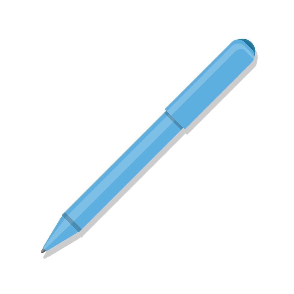 papelaria azul esferográfica caneta desenho animado ilustração vetor