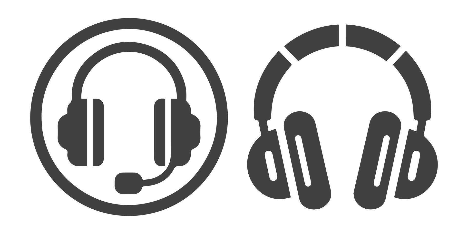 fone de ouvido silhuetas definir. acessórios ícones, acessório, áudio, preto, projeto, dispositivo, digital, dj, orelha, fone de ouvido, elétrico, eletrônicos, entretenimento, equipamento, engenhoca, fone de ouvido, fone de ouvido ícone vetor